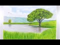 How To Draw A Landscape With Colored Pencils || Tree Drawing - Speed Drawing