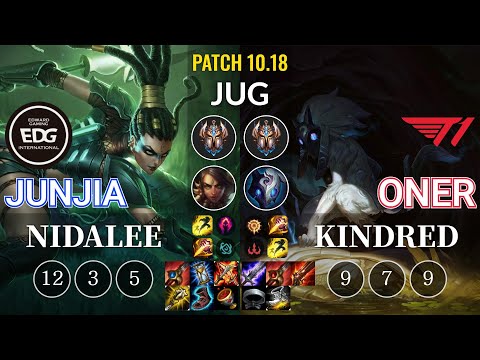 EDG JunJia Nidalee vs T1 Oner Kindred Jungle - KR Patch 10.18