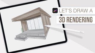 How to Draw a 3D House Rendering using Procreate