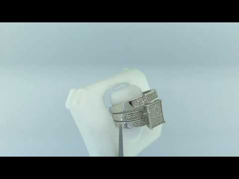 10K White Gold Bride & Groom Diamond Engagement Bridal Wedding Trio Ring Set