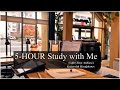 5 HOURS Study with me Cafe| Coffee Shop Ambiance| Background noise| Rainy Day| 4k| Mindful Studying