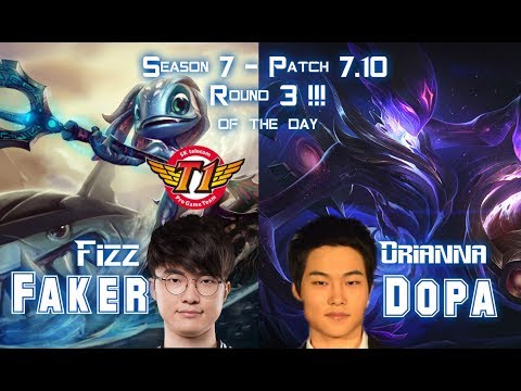 SKT T1 Faker FIZZ vs Dopa ORIANNA Mid - Round 3 of the day! - Patch 7.10 KR Ranked