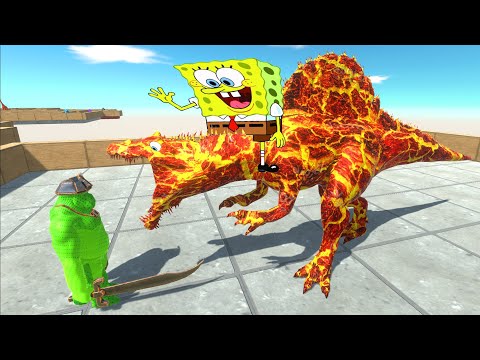 SpongeBob Lava Spinosaurus Death Run - Animal Revolt Battle Simulator