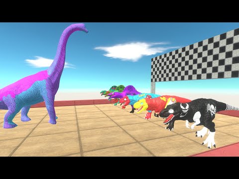 THE AVENGER SPEED RACE CHAMPIONSHIP SUPER HERO DINOSAURS DEATH FALL - Animal Revolt Battle Simulator