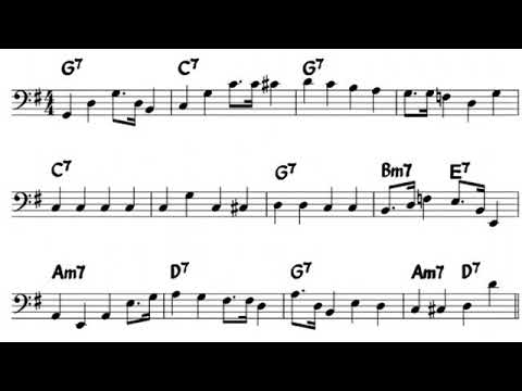 Ray Brown - Frankie and Johnny(G Blues Walking Bass Transcription) ウォーキングベース
