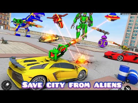 Dino Robot Car Game - Flying Robot Transforming Game - Save the city from aliens #20