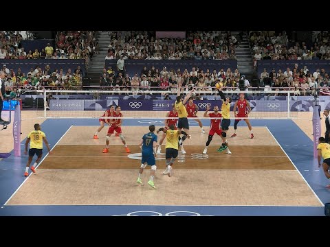 Bruno Rezende setting Brazil USA Volleyball at Paris Olympics