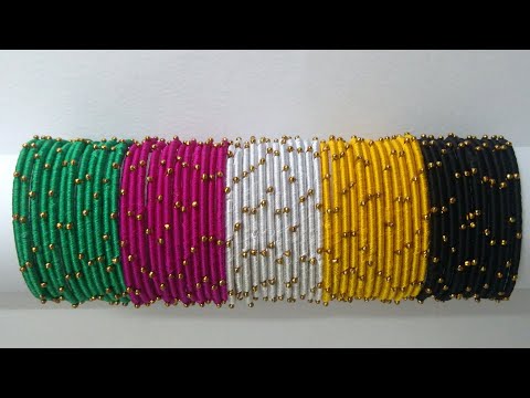 Simple silk thread thin bangle set/new design multicolor sil...