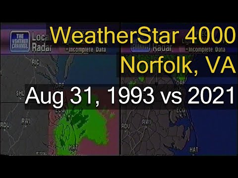WeatherStar 4000 - Norfolk, Virginia - Aug 31, 1993 vs 2021