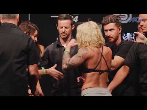 UFC 224: Mackenzie Dern vs Amanda Cooper ceremonial weigh in faceoff