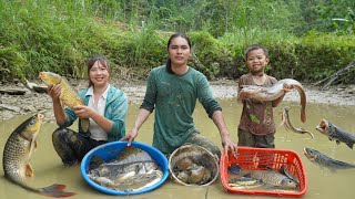 Harvesting fish ponds, catching fish, bringing clams to the market to sell, farm life,SURVIVAL ALONE