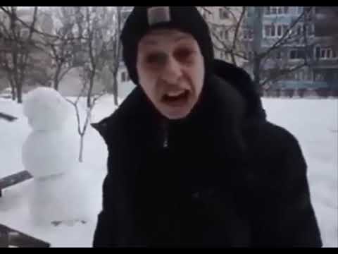 a russian guy kicking a snowman and dying
