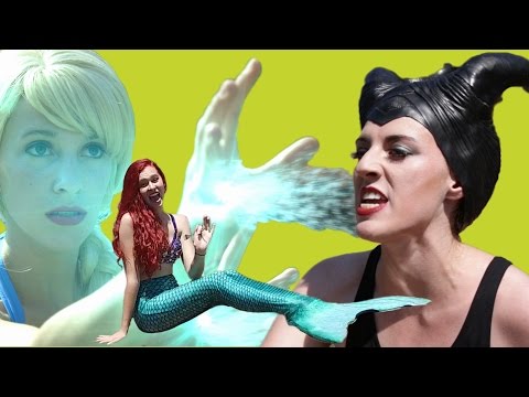 Frozen Elsa vs Maleficent & Ariel's Birthday Pool Party | Princesses turn into Real Life Mermaids