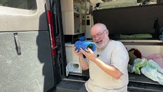 Water Sprayer Hose Storage Hack - Pleasureway Tofino - Class B RV - Grey Water Attachment - Camper