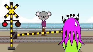 【ふみきりアニメ】 なぞなぞトレイン　幼児向け　railway crossing and train animation for Kids