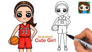 How to Draw Cute Girl Basketball Player 🏀 Caitlin Clark