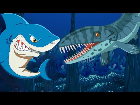 We're Going on a Mosasaur Hunt vs We're Going on a Shark Hunt- Preschool Songs & Nursery Rhymes