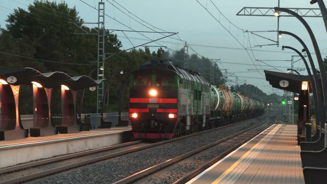 Тепловоз 2ТЭ116-1667 на о.п. Урда / 2TE116-1667 at Urda stop