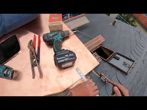 Kupfer Essendeckel anbringen  - Live vom Schieferdach in Berlin