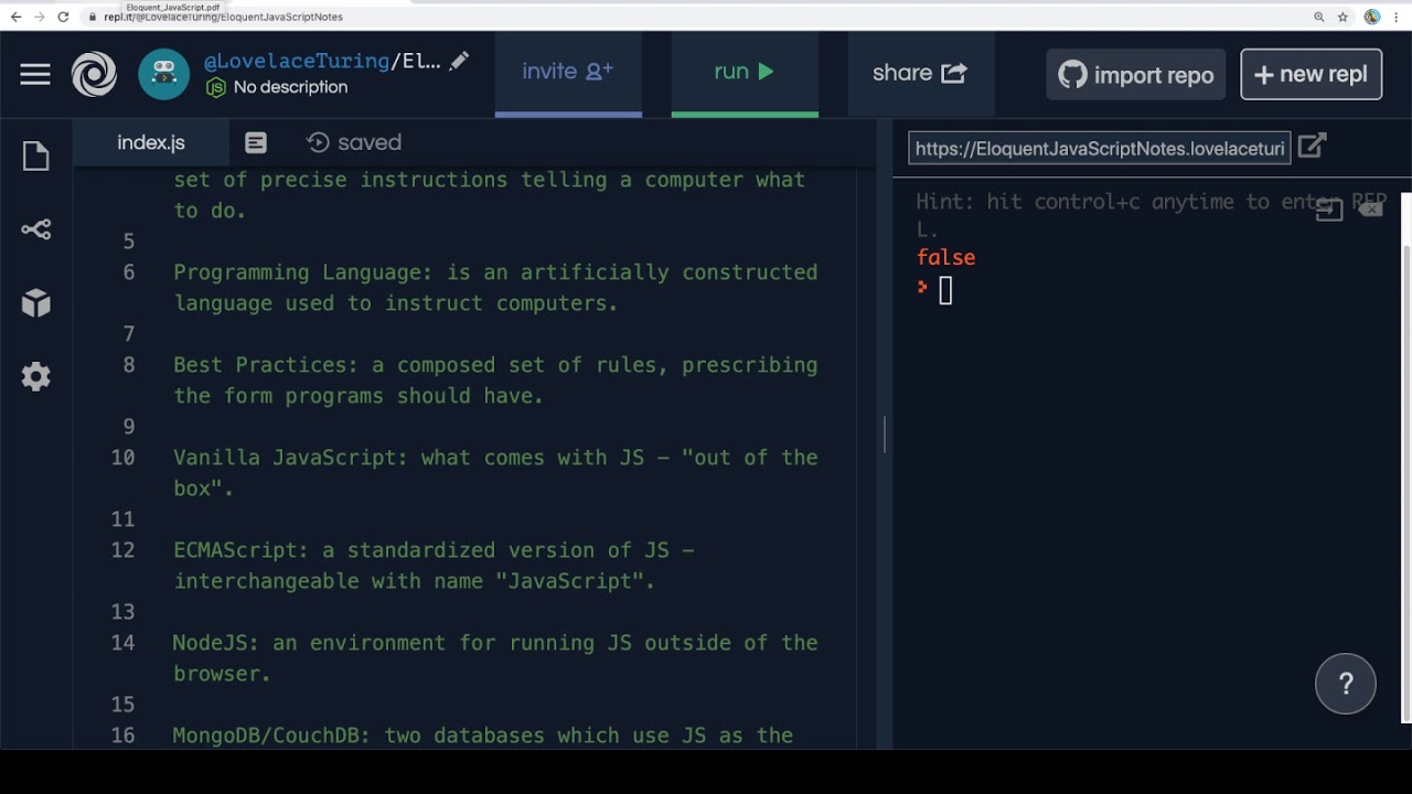 Eloquent JavaScript Read-Along - Introduction - 001 - Init
