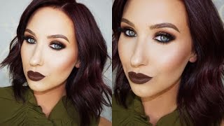 Brown Glitter Smokey Eye & Brown Lips Tutorial | Jaclyn Hill