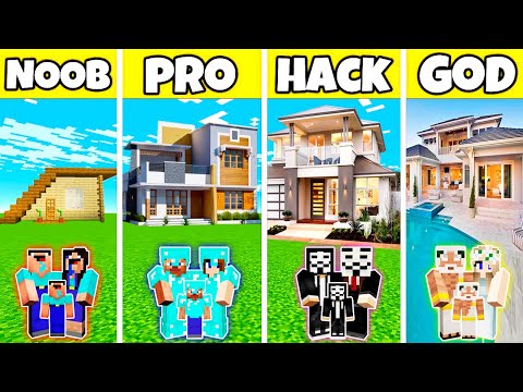Noobas - Minecraft - Minecraft Battle : RICH PRIME HOUSE Build Challenge - Noob VS Pro VS Hacker VS God