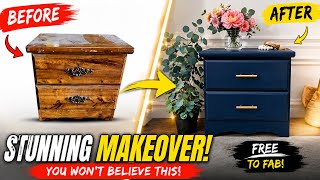 FREE Nightstand Flip! Dark Blue Furniture Makeover + Gold Handles | Before & After DIY Furniture DIY