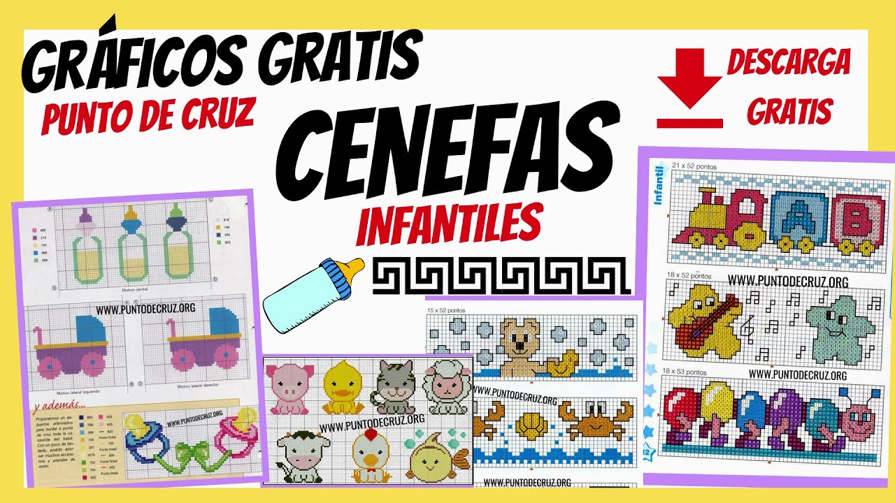 GRÁFICOS GRATIS DE CENEFAS PUNTO DE CRUZ: Sencillas, para bebés, para toallas, manteles...