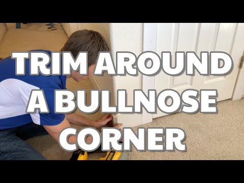 Part of a video titled How to Install Baseboard Around a Bullnose Corner - YouTube