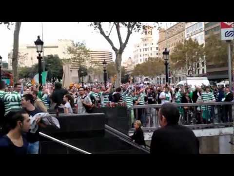 Celtic Fc Fans singing Just Cant Get Enough Barcelona