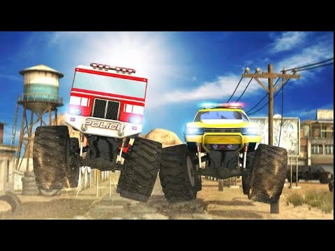 Realistic US police monster trucks. Us police monster Damolitison Derby 2019