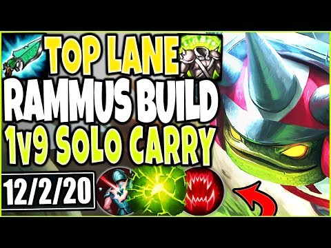 BEST SEASON 9 RAMMUS TOP BUILD! ULTIMATE RAMMUS 1v9 CARRY! TOP Rammus Season 9 League Of Legends