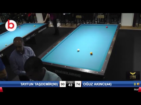 TAYFUN TAŞDEMİR(90) & OĞUZ AKINCI(44) Bilardo Maçı - PLATINUM HANDİKAPLI LİGİ - 2018-1. Tur