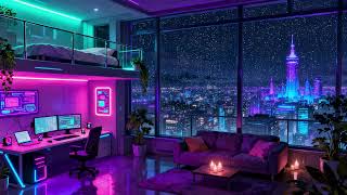 Neon City Bedroom 🌃 Chill Lofi Beats for Coding & Focus | Cozy Night City Ambience | 4K
