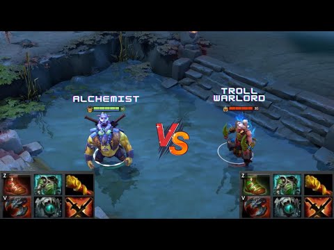 Dota 2 | Alchemist vs Troll Warlord lvl 30 [WITH SKILLS] | Full Same Items