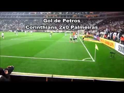 Gol de Petros contra o Palmeiras visto da arquibancada da Arena Corinthians