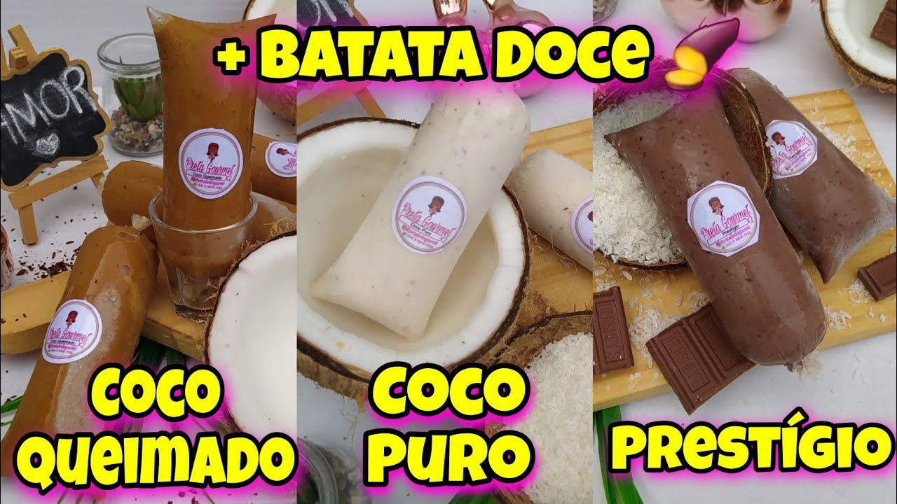 🔥RECEITA DE GELADINHOS SABOR PRESTÍGIO/ CÔCO PURO/CÔCO QUEIMADO E BATATA DOCE [PASSO-A-PASSO]