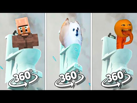 Insane 360º VR Minecraft Villager vs Annoying Orange Toilet Showdown