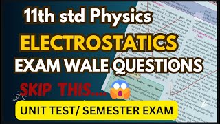 Electrostatics class 11 Physics Important Questions Unit test Semester Questions Electrostatics