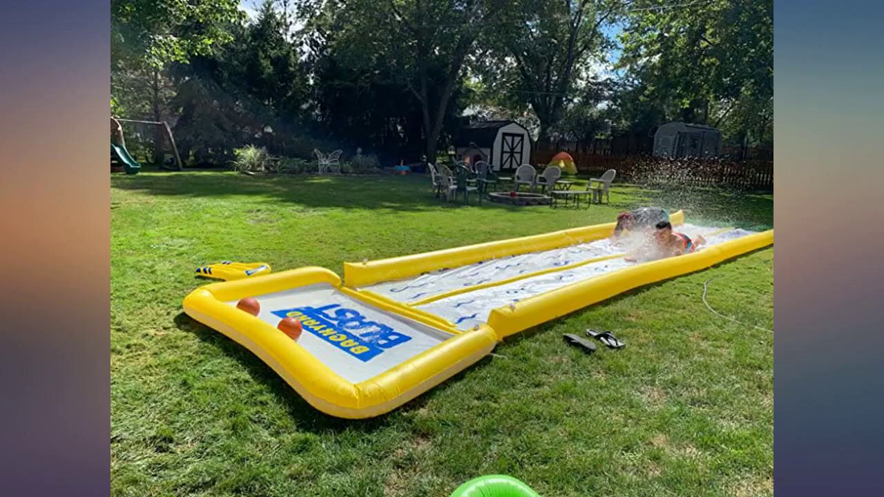 BACKYARD BLAST - 30' Waterslide with Bumpers and Pool, 2 Inflatable Riders and Hand review