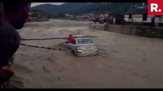 Caught On Camera: Car Washed Away In Dehradun - 2 Rescued