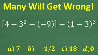 [(4 – 3 squared –( – 9)] / (1 – 3)cubed =? Order of Operations Practice (PEMDAS)
