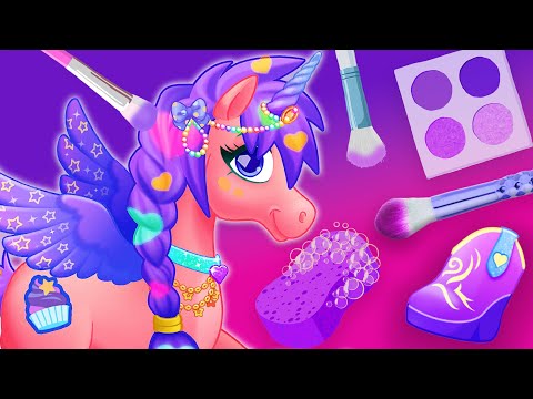 Fun Pony Care & Horse Hair Color Makeover Kids Games - My Magical Unicorn World: Dress Up