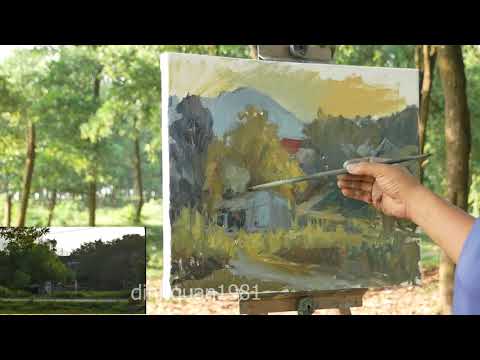 Country Road Landscape - Plein Air Oil Painting By dinhquan1981