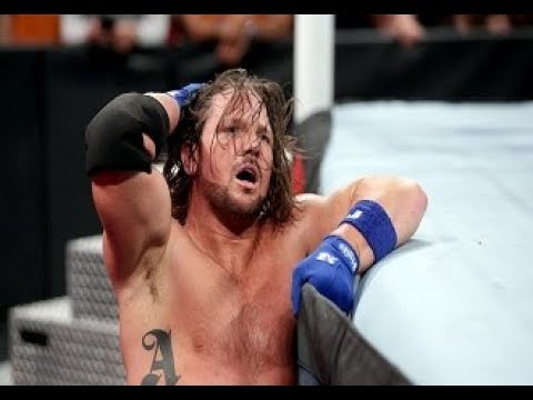AJ STYES VS BROCK LESNER..full match jinder mahal interfear -aj style almost died