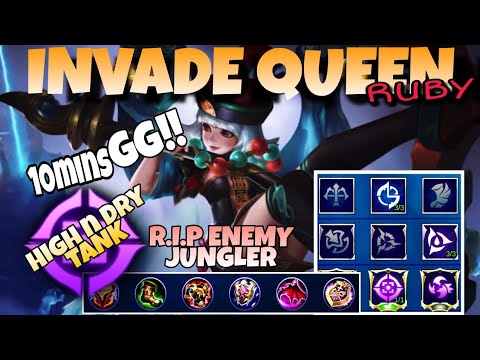 THE NEW INVADE QUEEN | RUBY TANK  WEIRD BUILD #1 & GAMEPLAY| AUTO WIN IN RANKGAME | 10MINS GG | MLBB