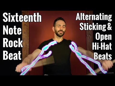 Sixteenth-Note Rock Beat: Alternating Sticking & Open Hi Hat Beats (86 Exercises)