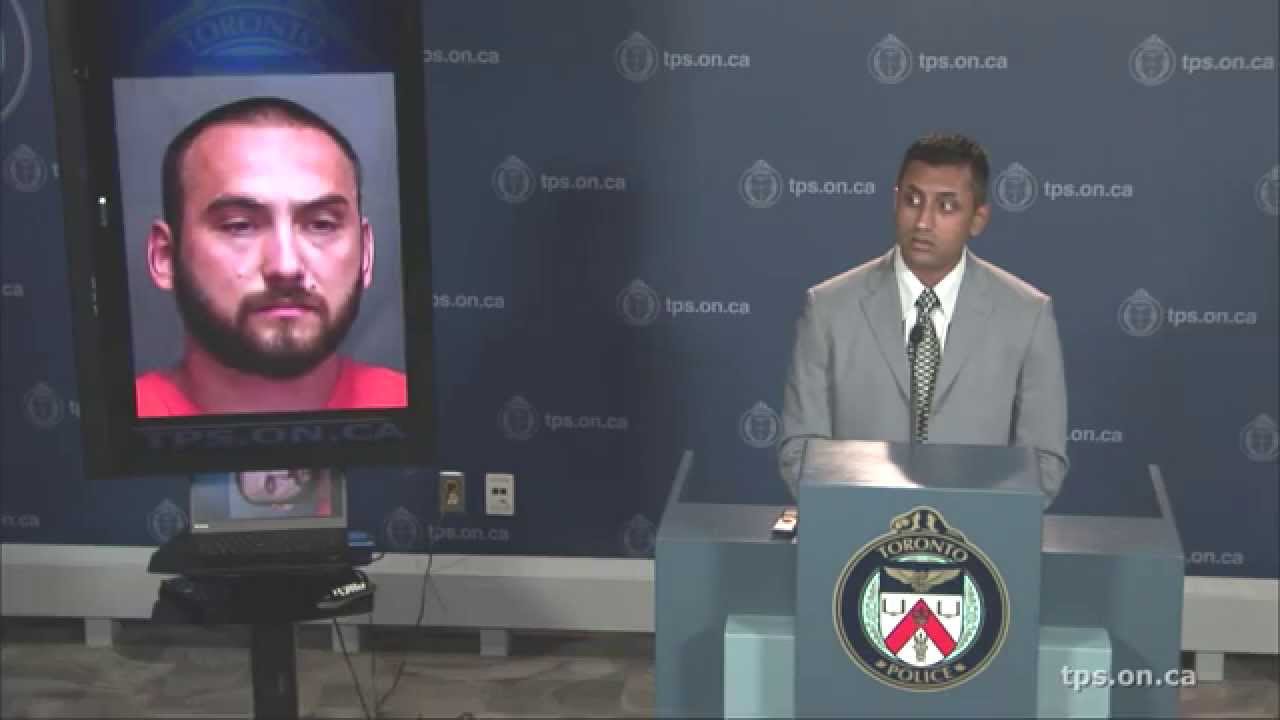 Detective Raj Patel briefs the media on a sexual assault arrest of