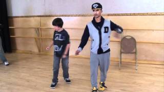 Dalton Cyr learning dance moves from Anthony 