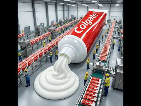 Inside a modern toothpaste tube manufacturing factory showing high-speed extrusion and filling production line operations